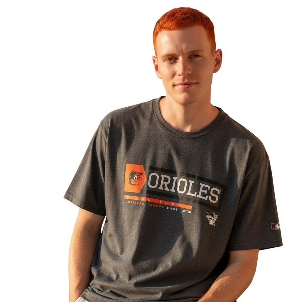 Majestic Baltimore‎ Orioles MLB Baseball Men's XL Gray T-Shirt NWOT Since 1954